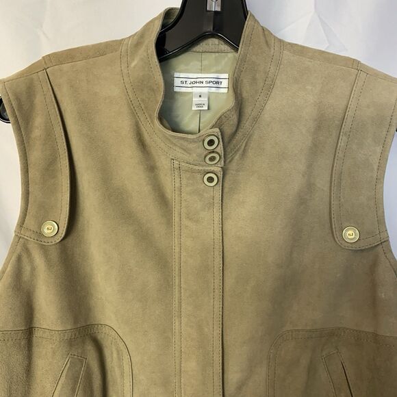 St. John Sport Womens Small Goat Suede Vest Tan EUC - Picture 3 of 12